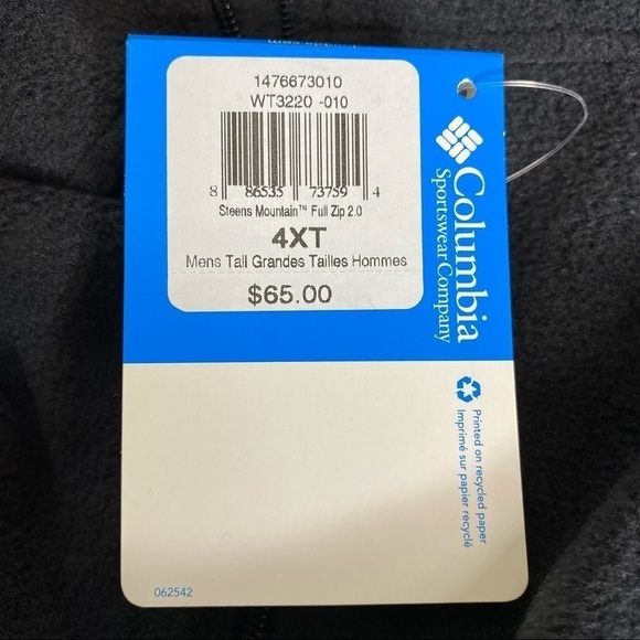 NWT Columbia Fleece Jacket. Size 4XT Tall - Picture 3 of 6